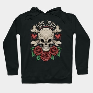 Love to Death Skull and Rose Hoodie